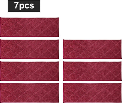 COSY HOMEER Edging Stair Treads Non-Slip Carpet Mat 28inX9in Indoor Stair Runners for Wooden Steps, Edging Stair Rugs for Kids and Dogs, 100% Polyester TPE Backing (7pc, Beige)