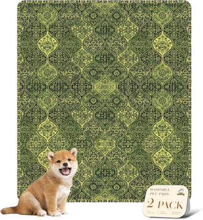 nunubaby Washable Pee Pads for Dogs, Stylish, Non-Slip and Leak-Proof Pee Pads. Reusable Potty Pads for Dogs for Crates and Floors.(Beige/Multi, 24" x48" )