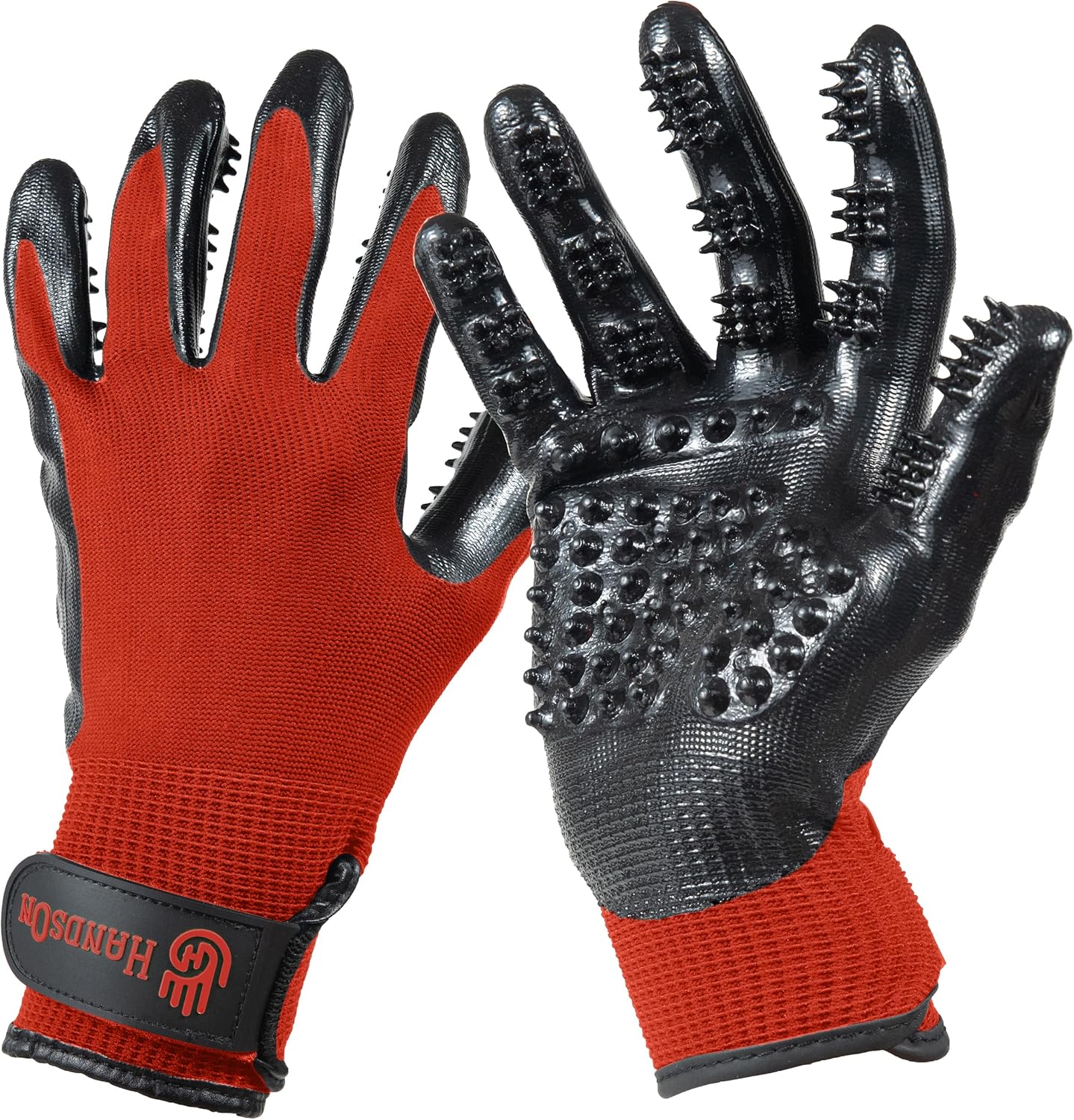 H HandsOn Pet Grooming Gloves - Patented #1 Ranked, Award Winning Shedding, Bathing, & Hair Remover Gloves - Gentle Brush for Cats, Dogs, and Horses (Black, Medium)