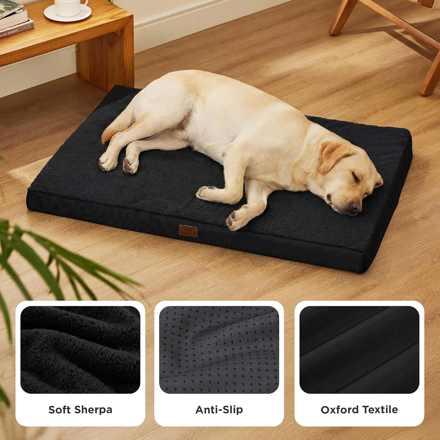 Bedsure Dog Beds Large Sized Dog - Comfy Flat Pet Beds with Removable Washable Cover, Orthopedic Egg Crate Foam Puppy Mat, Suitable for Pet Up to 65 lbs