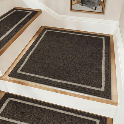 COSY HOMEER Soft Stair Treads Non-Slip Carpet Mat 28inX9in Indoor Stair Runners for Wooden Steps,Stair Rugs for Kids and Dogs, 100% Polyester TPE Backing 4pcs,Beige