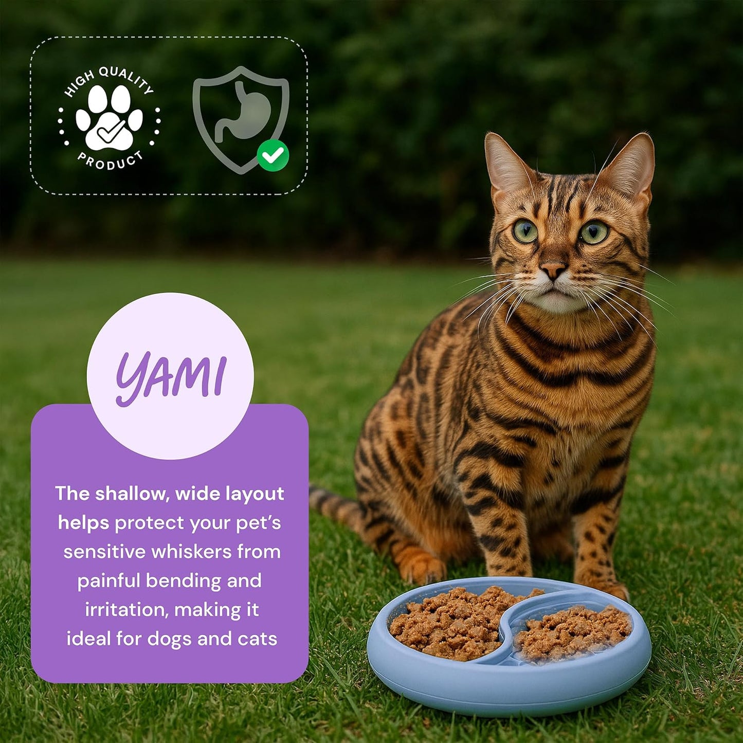 YAMI Dog Lick Bowl, Lick Mat for Dogs, Wet Food Cat Slow Feeder, Freeze Bowl, Enrichment & Puzzle Toy for Anxiety Relief, Food-Grade Silicone, Suction Cups, Dishwasher Fit, for All Breed (Light Gray)