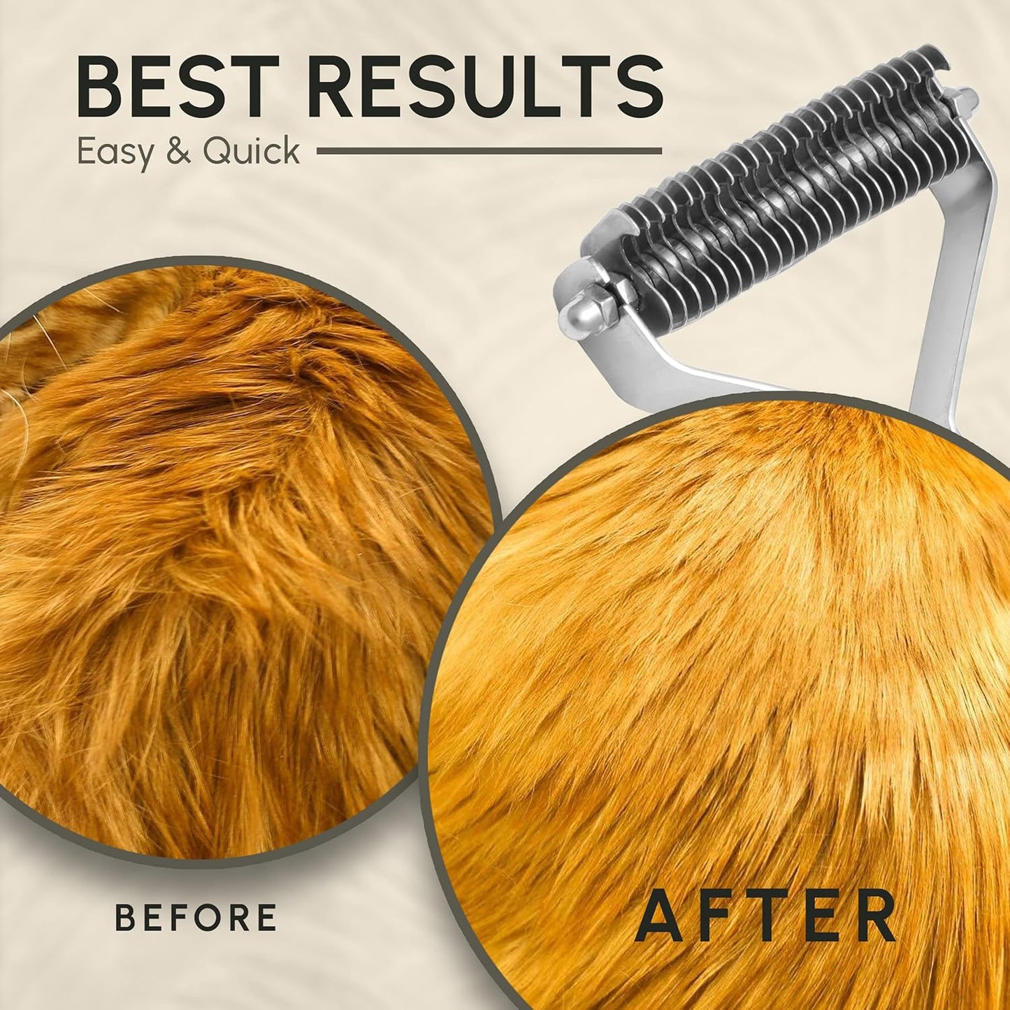 Flamia & Jabz Undercoat Rake for Dogs & Cats, Dematting Grooming Stripper Tool (14 Blades)