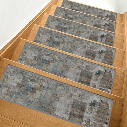 Non-Slip Stair Treads for Wooden Steps 15pcs,8"x30" Stair Carpet Treads for Indoor Use,Peel and Stick Stair Runners,Washable Reusable Adhesive Backing,Pet-Friendly Stair Capet for Kids,Elders,Dogs