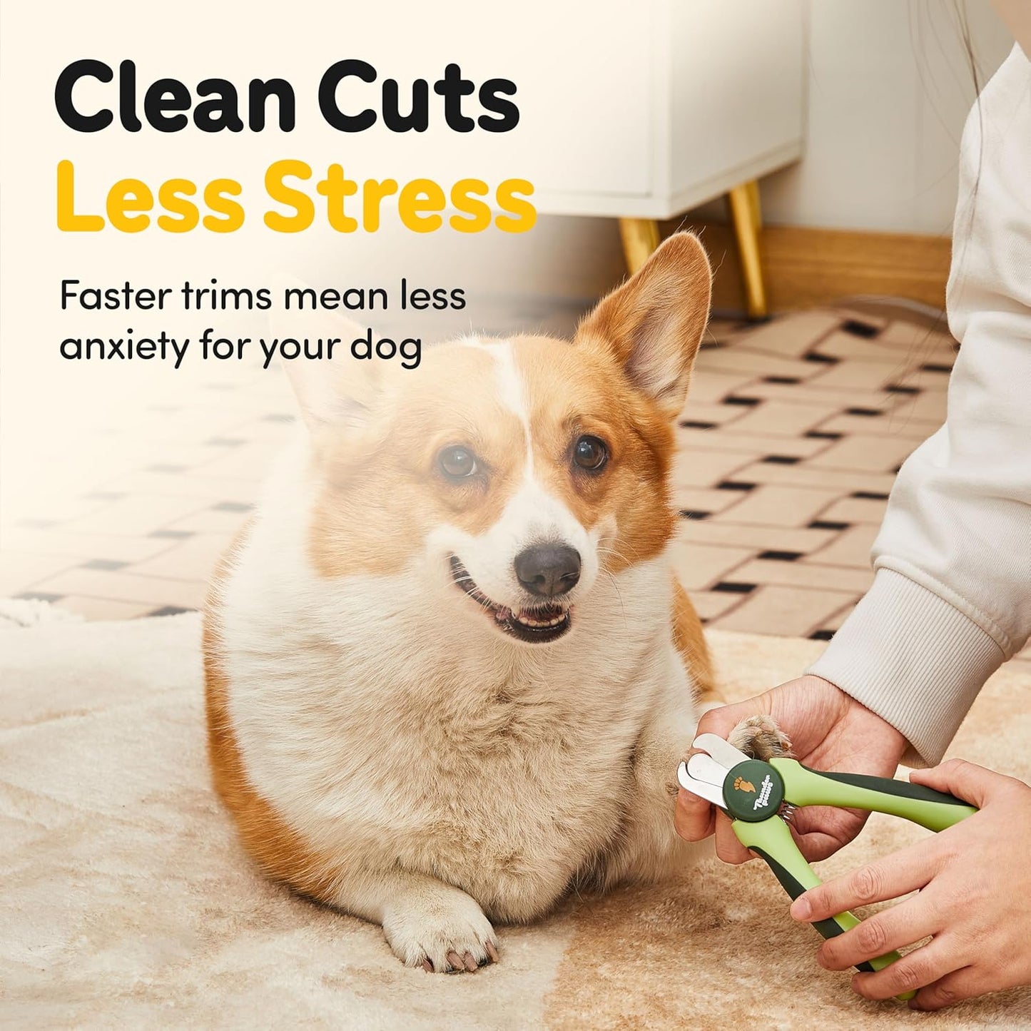 LED Dog Nail Clippers with Light, Trimmers with Protective Guard, Quick Sensor, Safety Lock and Nail File - Suitable for Large and Small Dogs & Cats (Yellow, LED)
