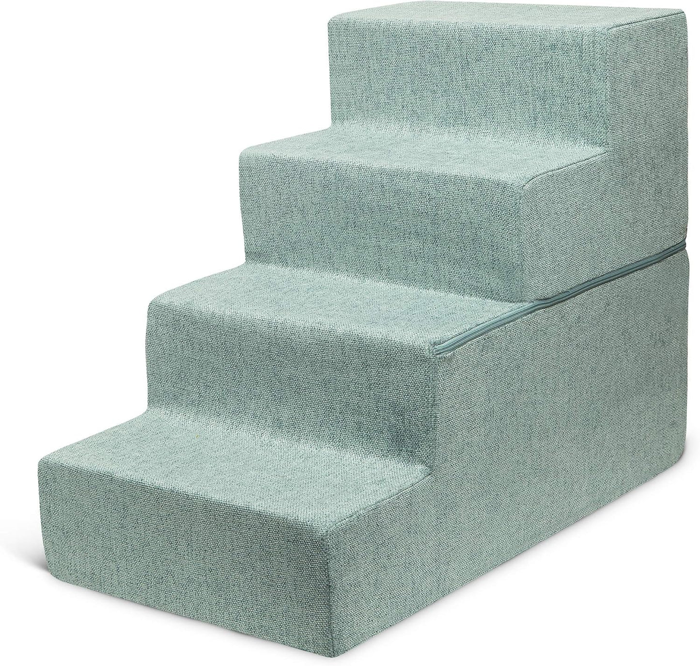 Best Pet Supplies Dog Stairs & Steps - Foam Steps for Small Dogs & Cats, Non-Slip Indoor Balanced Pet Step Support, Dog Ramp, No Assembly, Ash Gray Linen, 2-Step (12-inch Height)