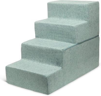 Best Pet Supplies Dog Stairs & Steps - Foam Steps for Small Dogs & Cats, Non-Slip Indoor Balanced Pet Step Support, Dog Ramp, No Assembly, Ash Gray Linen, 2-Step (12-inch Height)