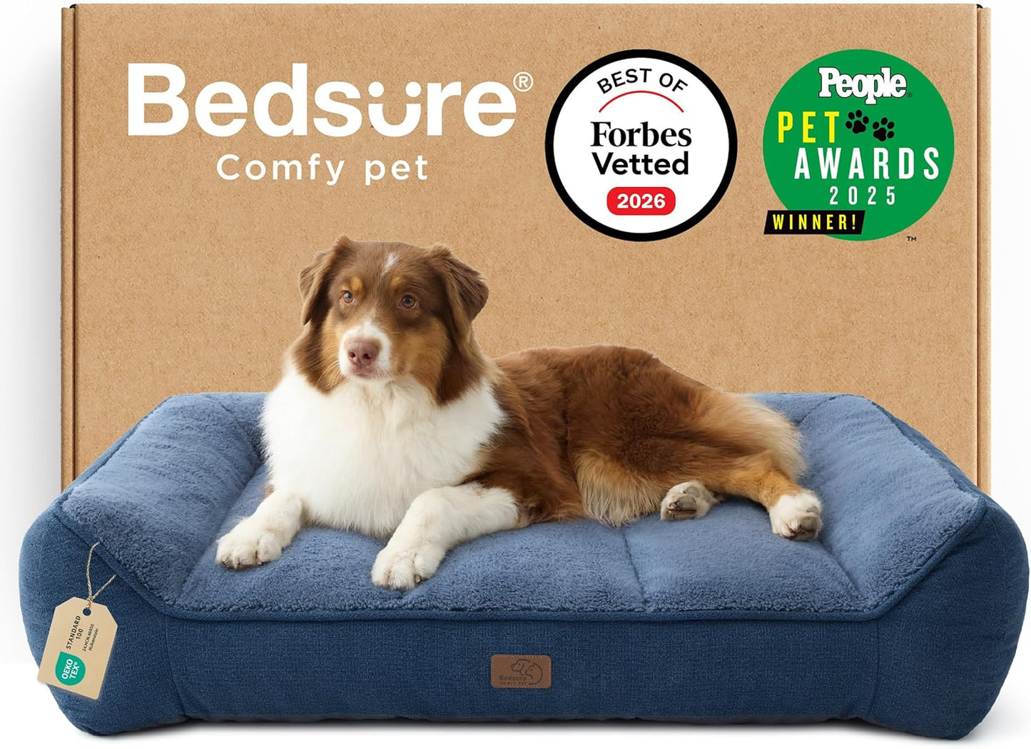 Bedsure SupportMax™ XL Pro Orthopedic Dog Beds Large Sized Dog - Extra Thick Supportive Dogs Couch with Waterproof Washable Cover, Extra Large Comfort Pet Sofa with Sherpa & Nonskid Bottom, Grey, 45"