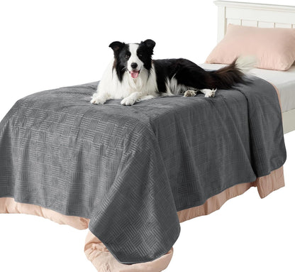 Bedsure Waterproof Couch Cover for Dogs Washable - Waterproof Blanket for Large Dogs Couch Sofa Bed Cozy, Lightweight Furniture Protector for Pet Cat Quick Drying, Ash Grey, 52x82IN