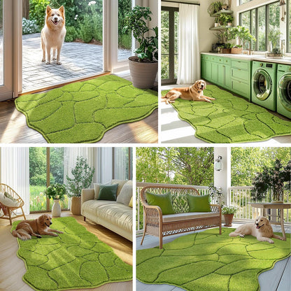 BSICPRO Large Dog Door Mat for Mud Paws, 22x47 Absorbent Dirt Trapper Long Door Mat, Non-Slip Washable Mud Mat for Dogs, Microfiber Soft Pet Rug Mat for Entryway, Dog Paws, Patio (Gray)