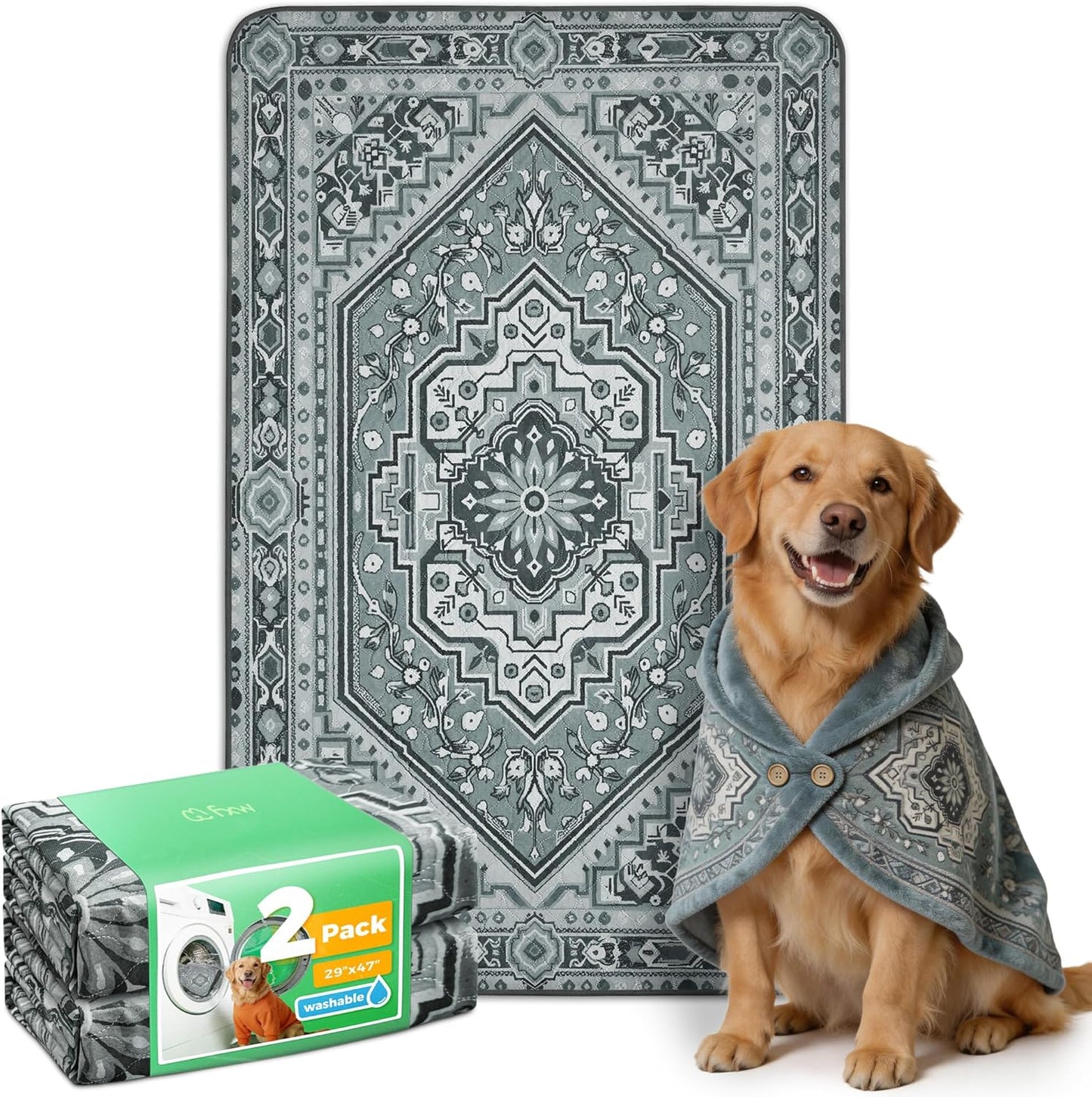 FXW Washable Pee Pads for Dogs, Puppy Pads with Super Absorbent, Specifically Designed for FXW Rollick/Homeplus 24inch 6 Panels Dog Playpen, 39" x 63" Rectangle, Khaki, 1 Pack