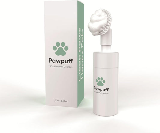 Dog Paw Cleaner Foam - Waterless Pet Foot Wash with Detachable Silicone Scrubber, 100% Plant-Based & Lick-Safe, No-Rinse Dog Paw Shampoo for Muddy Paws, Travel Size 100ml (Mint Green)