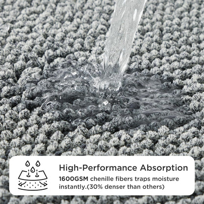 Bedsure Dog Door Mat for Muddy Paws, High-Low Absorbent Chenille Indoor Entrance Mud Dirt Trapper Soak-Stopper, Machine Washable Non-Slip Entryway Rug for Pets, 30"x19" Grey