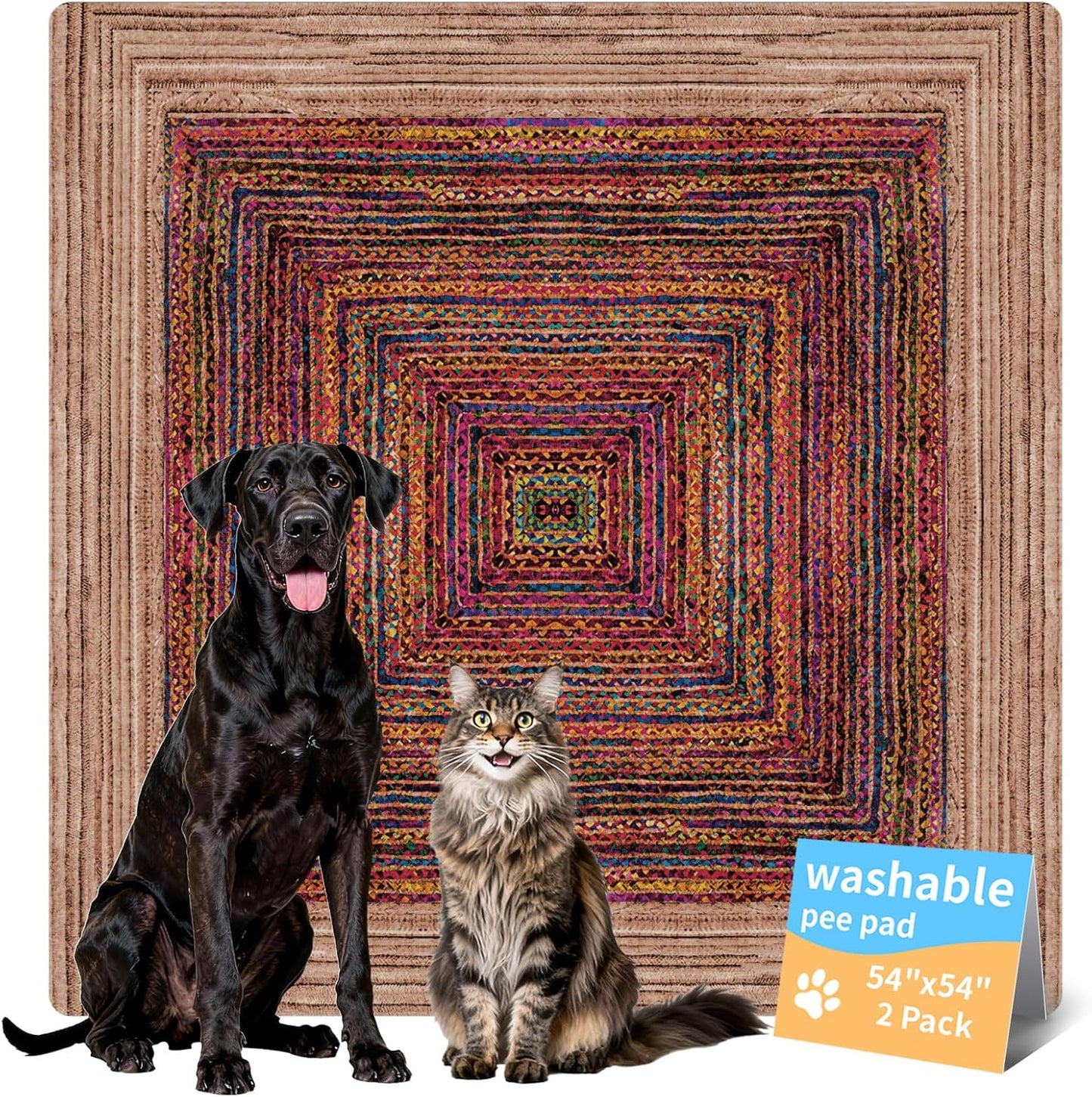 Washable Pee Pads for Dogs, Reusable Puppy Potty Training Pads, Ultra-Absorbent Thick Waterproof Leak-Proof Non-Slip Pads & Mat for Crate, Playpen, Floor, Whelping & Housebreaking , 2 Pack 18"x24"