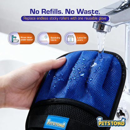 Pet Hair Removal Glove for Dogs & Cats – Lint Remover for Clothes, Reusable Fur & Lint Remover Mitt, Electrostatic Glove with Wrist Strap for Furniture, Couch, Carpet & Car Seat