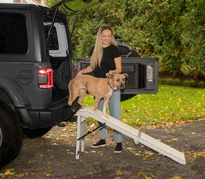 Pet Gear Free Standing Pet Ramp for Cats and Dogs, No Assembly Required, Easy Fold for Storage or Travel, Portable, Holds Up to 100lbs, Wheat
