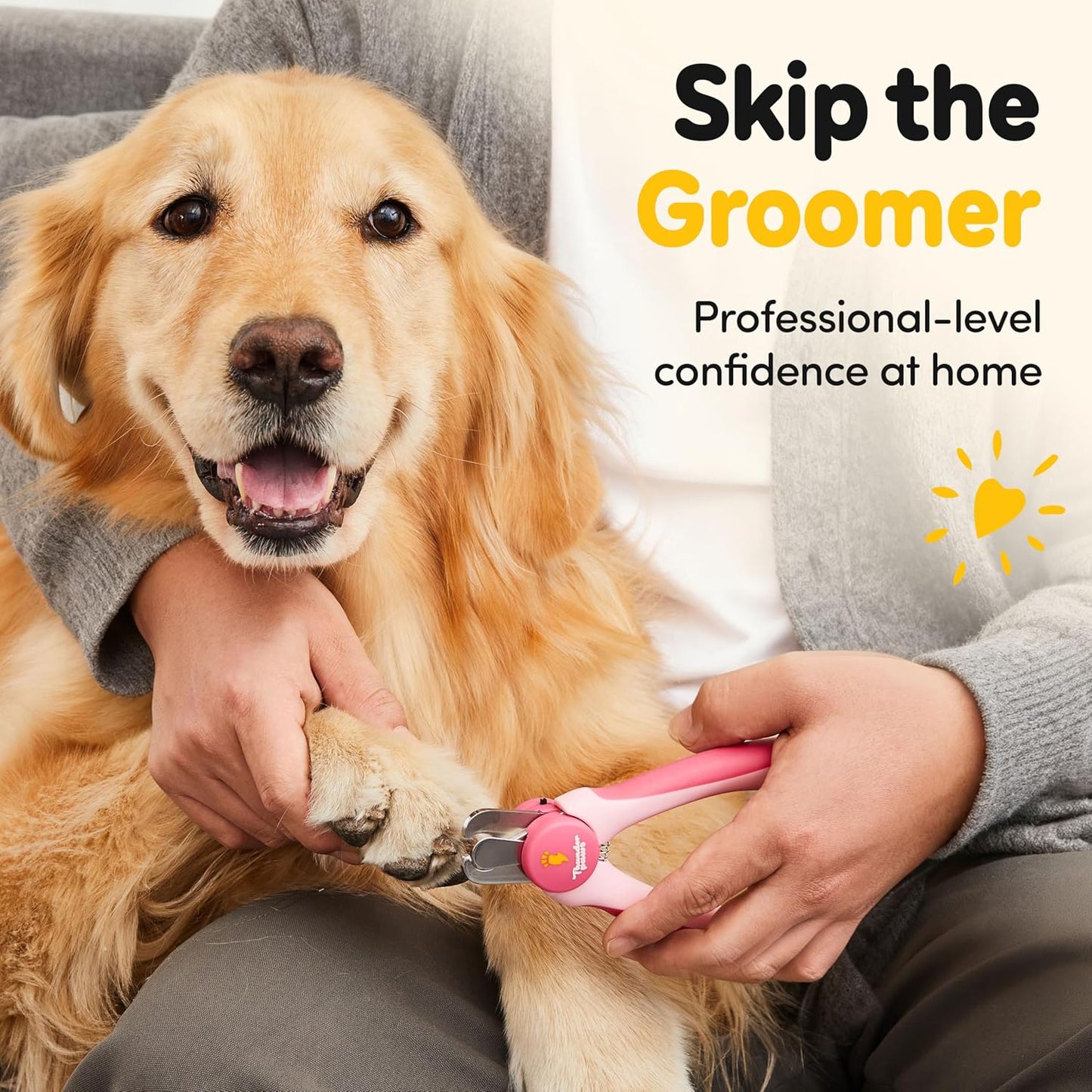 LED Dog Nail Clippers with Light, Trimmers with Protective Guard, Quick Sensor, Safety Lock and Nail File - Suitable for Large and Small Dogs & Cats (Yellow, LED)