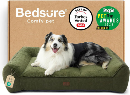 Bedsure SupportMax™ XL Pro Orthopedic Dog Beds Large Sized Dog - Extra Thick Supportive Dogs Couch with Waterproof Washable Cover, Extra Large Comfort Pet Sofa with Sherpa & Nonskid Bottom, Grey, 45"