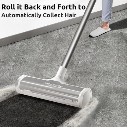 ACE2ACE A3 Pro Carpet Roller for Pet Hair, Carpet Pet Hair Removal Tool, Reusable Large Lint Rollers, 5 Feet Long Handle No Bending No Kneeling, Cat Dog Hair Remover for Carpet, Rugs, Mats, Grey