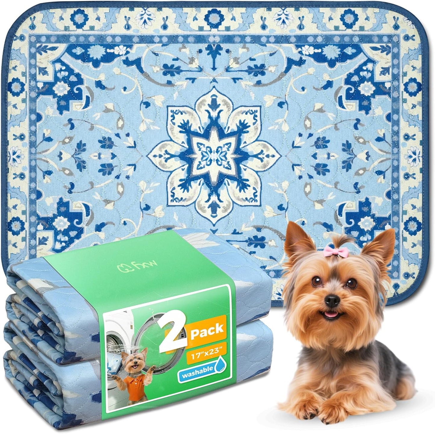 FXW Washable Pee Pads for Dogs, Puppy Pads with Super Absorbent, Specifically Designed for FXW Rollick/Homeplus 24inch 6 Panels Dog Playpen, 39" x 63" Rectangle, Khaki, 1 Pack