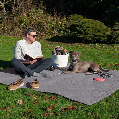 FurHaven Waterproof Blanket & Furniture Protector Cover with Non-Slip Backing, Machine Washable, Jumbo/King, Quilted Twill, Gray