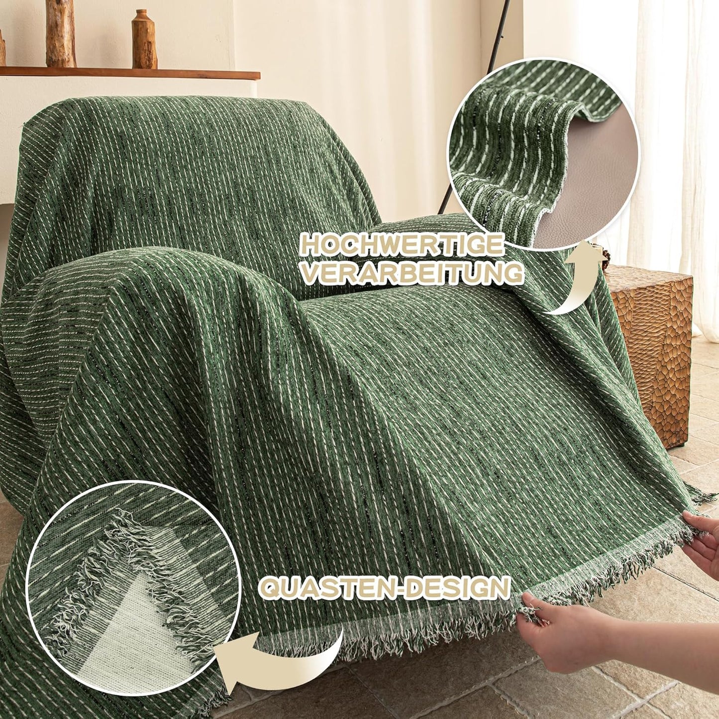 MYSKY HOME Couch Cover for Dogs, Washable Couch Covers, Non Slip Sofa Cover, Couch Cover 2 Cushion Sofa Dogs Furniture Protector with Tassels, Chenille Sofa Slipcover for Pets, 71"x118", Dark Grey