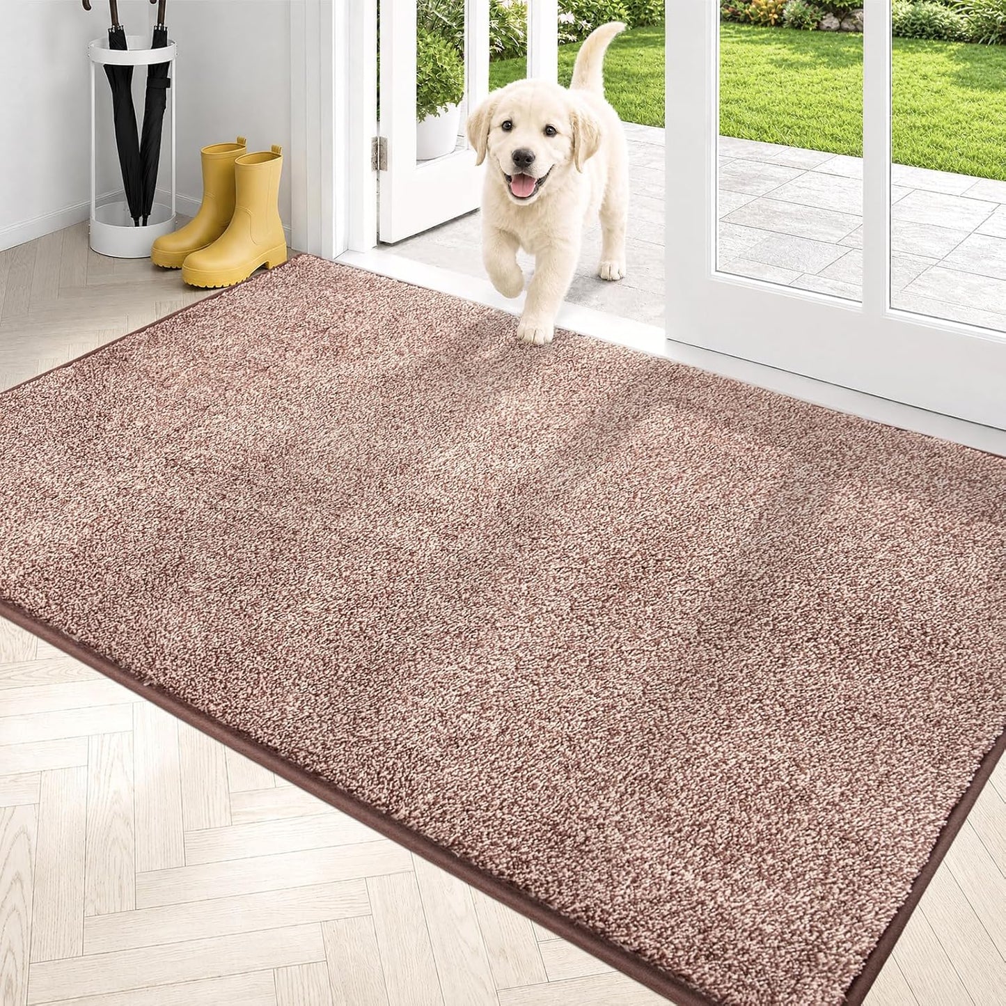 PURRUGS Dirt Trapping Door Mat 20" x 31.5", Non-Slip Machine Washable Entryway Rug, Dog Doormat, Indoor Front Door Mat, Super Absorbent Entry Rug for Muddy Shoes & Paws, Bluish Grey-Black