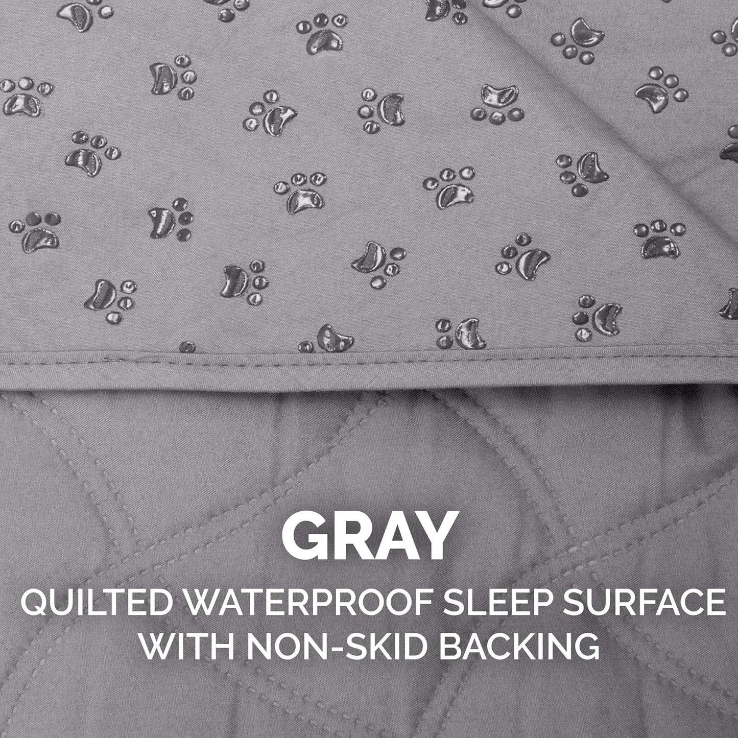 FurHaven Waterproof Blanket & Furniture Protector Cover with Non-Slip Backing, Machine Washable, Jumbo/King, Quilted Twill, Gray