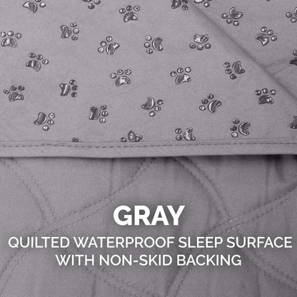 FurHaven Waterproof Blanket & Furniture Protector Cover with Non-Slip Backing, Machine Washable, Jumbo/King, Quilted Twill, Gray