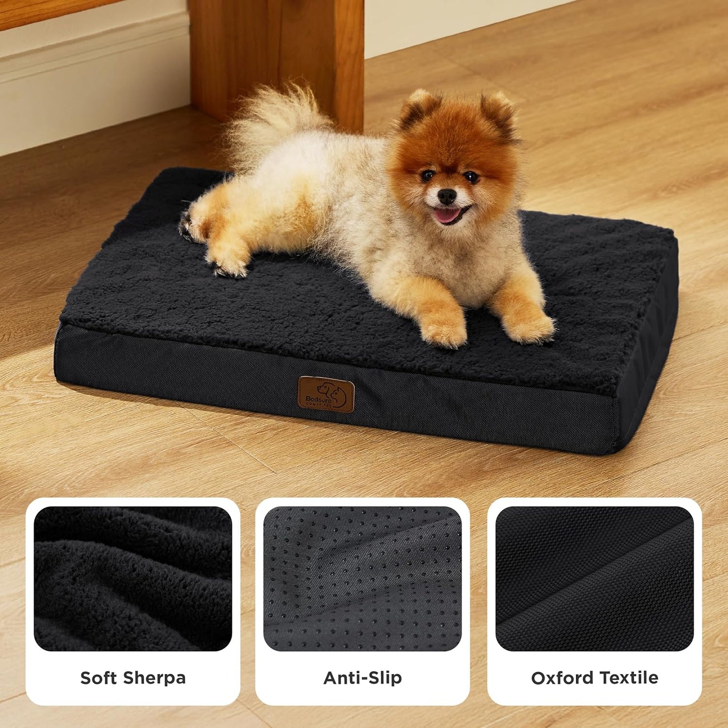 Bedsure Dog Beds Large Sized Dog - Comfy Flat Pet Beds with Removable Washable Cover, Orthopedic Egg Crate Foam Puppy Mat, Suitable for Pet Up to 65 lbs