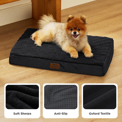 Bedsure Dog Beds Large Sized Dog - Comfy Flat Pet Beds with Removable Washable Cover, Orthopedic Egg Crate Foam Puppy Mat, Suitable for Pet Up to 65 lbs