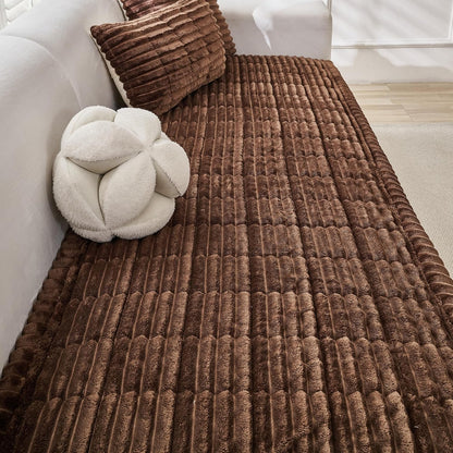 Mivnue Pet Couch Cover, Couch Covers for Dogs, Washable Dog Sofa Covers Couch Protector, Fuzzy Non Slip Couch Slipcover Pet Friendly (Brown, 27.6" x 59.1")