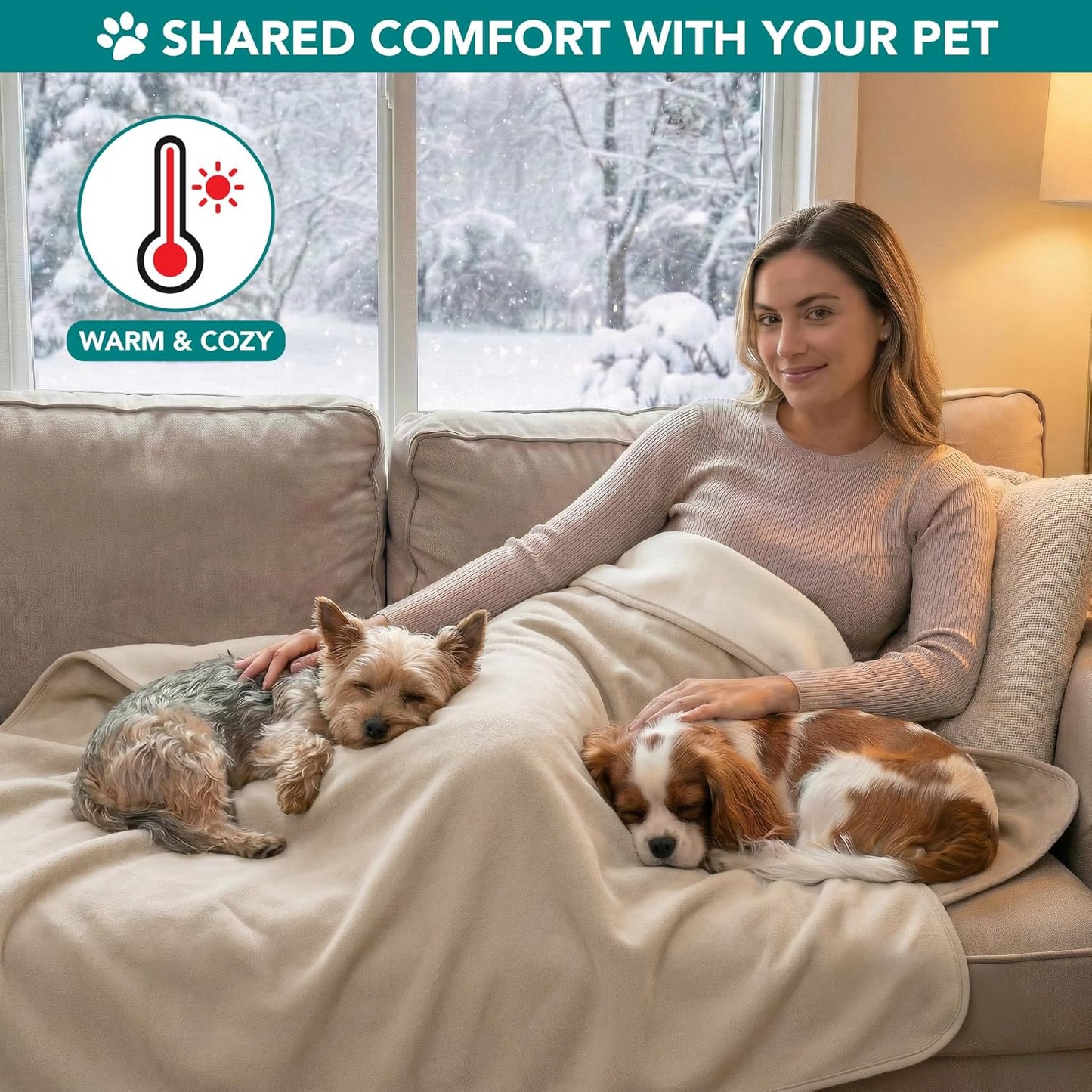 PetAmi Waterproof Dog Blanket for Medium Large Pets Dogs Cats, Pet Couch Cover Protector for Furniture, Reversible Washable Soft Fleece Cat Blanket for Bed Couch Sofa, 40x60 (Taupe/Beige)