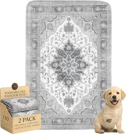 Washable Pee Pads for Dogs,Great Urine Absorbent Reusable Puppy Training Pads,Waterproof,Leak-Proof & Non-Slip Potty Pads for Whelping,Crate，Playpen，Bed.(Green Floral, 18" x24" )