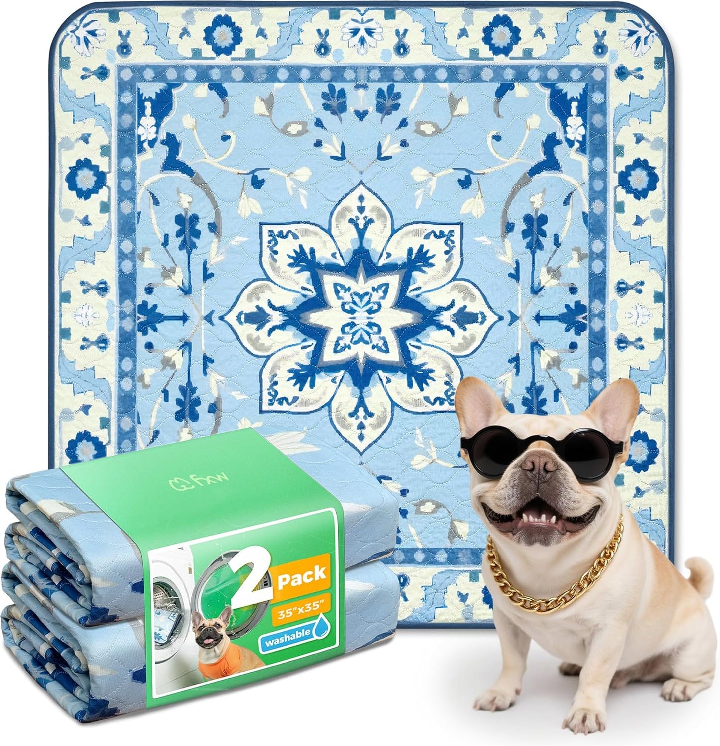 FXW Washable Pee Pads for Dogs, Puppy Pads with Super Absorbent, Specifically Designed for FXW Rollick/Homeplus 24inch 6 Panels Dog Playpen, 39" x 63" Rectangle, Khaki, 1 Pack
