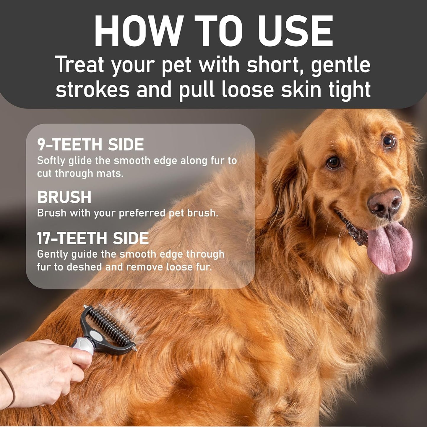 Maxpower Planet Dog Rake and Dog Hair Brush - Gently Removes Loose Undercoat, Mats and Tangled - Deshedding Grooming Tool for Dogs & Cats - Self Cleaning Slicker Brush - All Hair Types