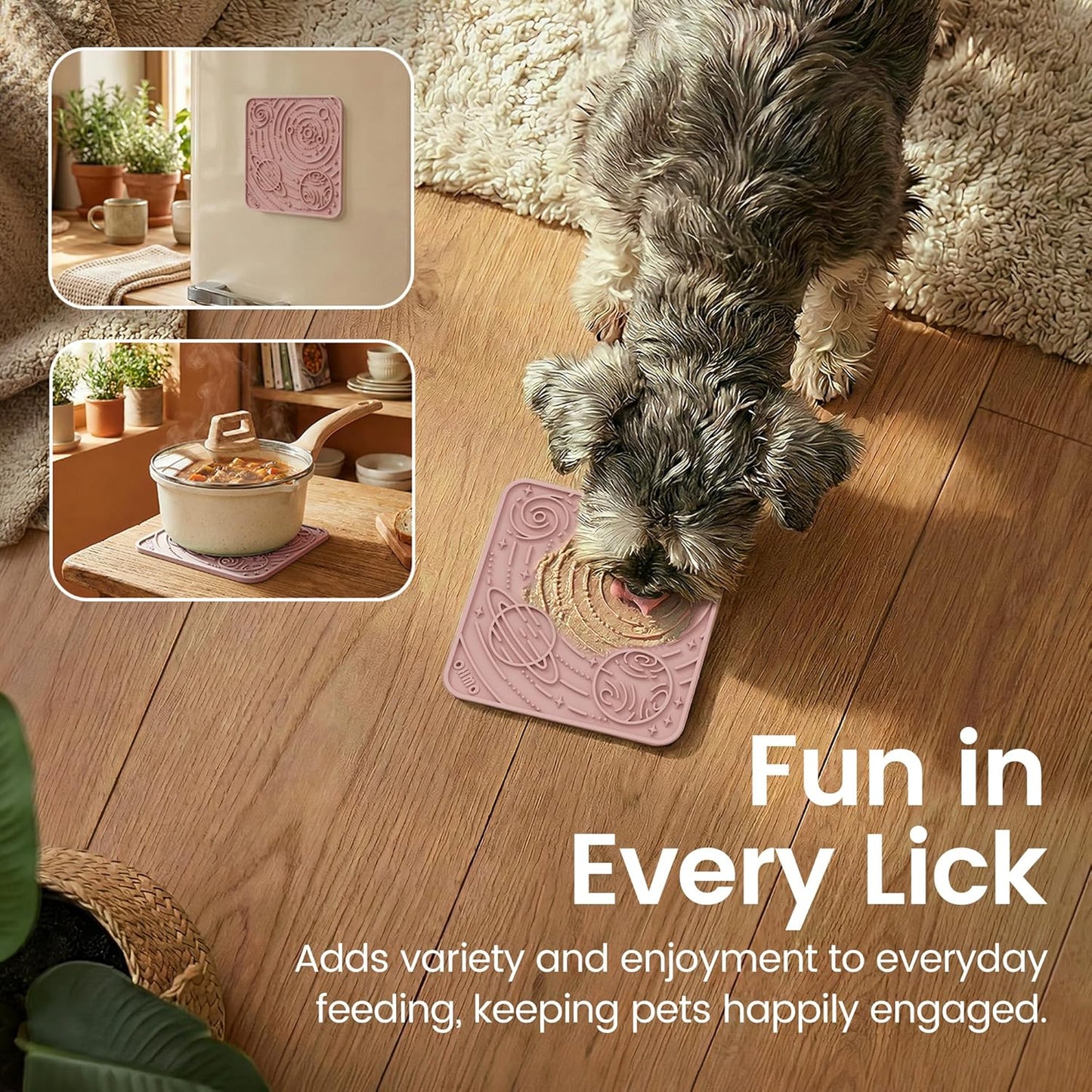 OHMO Lick Mat for Dogs and Cats(Small, Camo&Light Green, 2pcs) Enrichment Accessories Toy Space Star Easy Clean Pet Slow Feeder/Suction Cups, Licking Pad for Anxiety Relief and Boredom Reduction