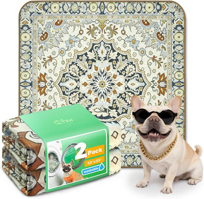 FXW Washable Pee Pads for Dogs, Puppy Pads with Super Absorbent, Specifically Designed for FXW Rollick/Homeplus 24inch 6 Panels Dog Playpen, 39" x 63" Rectangle, Khaki, 1 Pack