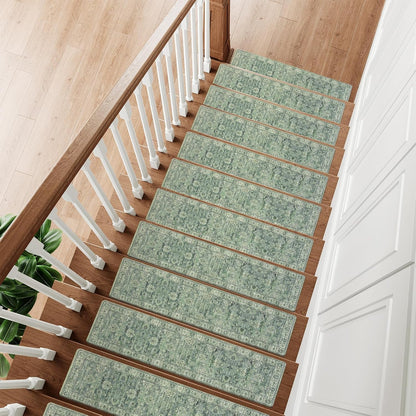 OJIA Extra Non-Slip Stair Treads for Wooden Steps 15PCS, 30"X8" Rubber Indoor Stair Runner Slip Resistant Stair Rugs Safety Mats for Dogs, Kids & Elders, Stairway Grip Step Treads, Gray