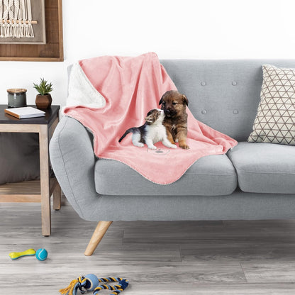 Waterproof Pet Blanket - 50x60-Inch Reversible Sherpa Fleece Throw Protects Couches, Cars, and Beds from Spills, Stains, and Fur by PETMAKER (Gray)