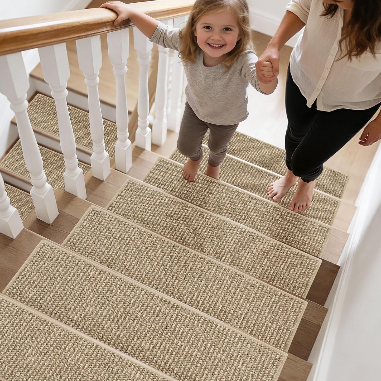 BEQHAUSE Stair Treads for Wooden Steps 28inX9in, Carpet Stair Treads Non Slip Indoor, Machine Washable Stair Runners for Kids Elders and Pets, Carpet for Stair Rugs Mat, TPE Backing, 15pcs, Taupe