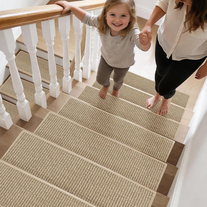 BEQHAUSE Stair Treads for Wooden Steps 28inX9in, Carpet Stair Treads Non Slip Indoor, Machine Washable Stair Runners for Kids Elders and Pets, Carpet for Stair Rugs Mat, TPE Backing, 15pcs, Taupe