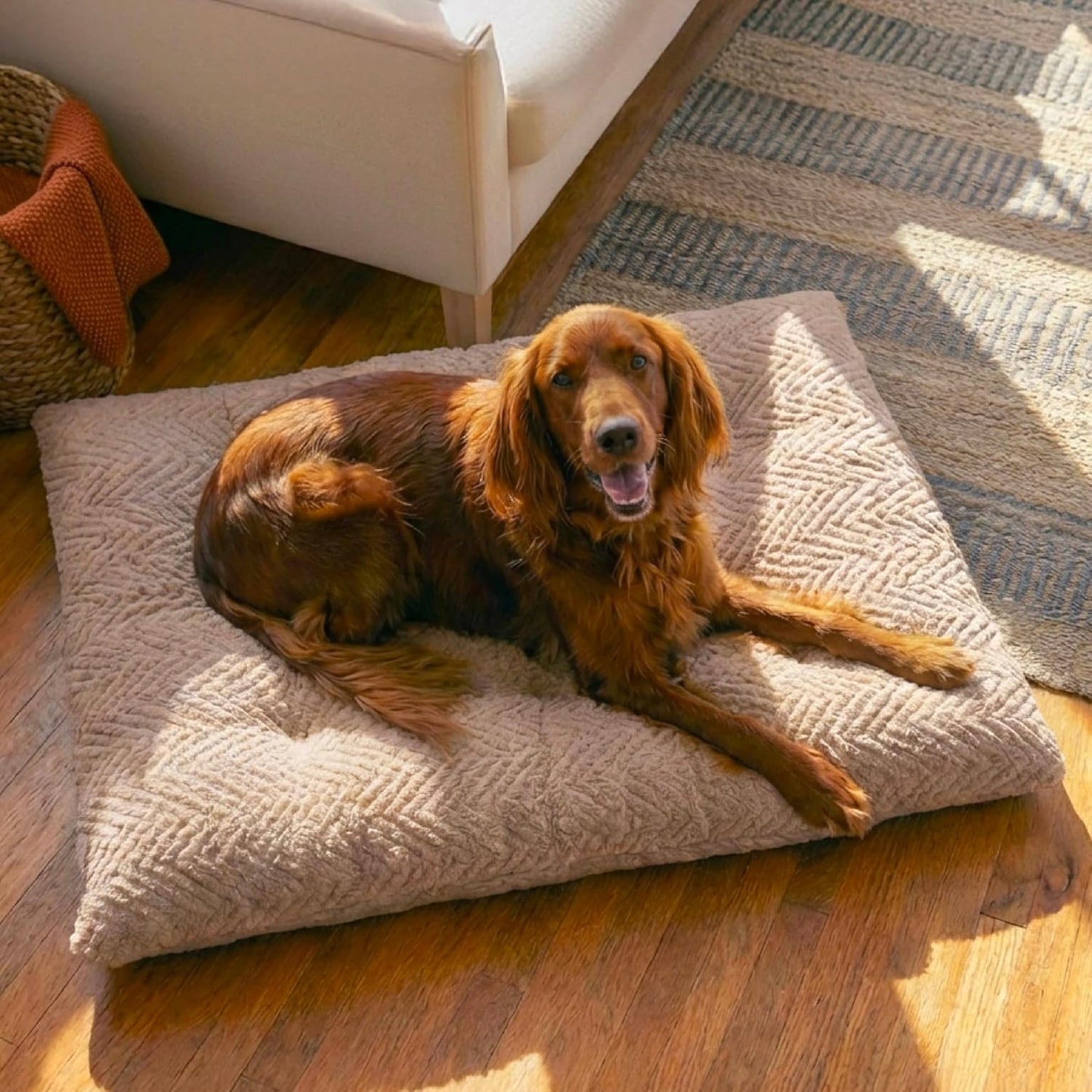 Best Friends by Sheri Comfy Crate Sleeper Mat – Plush Low-Pile Dog Bed, 42" x 28", XL & XXL Crates, Up to 100 lb Dogs, Machine Washable, Cross Section Pattern, Mushroom