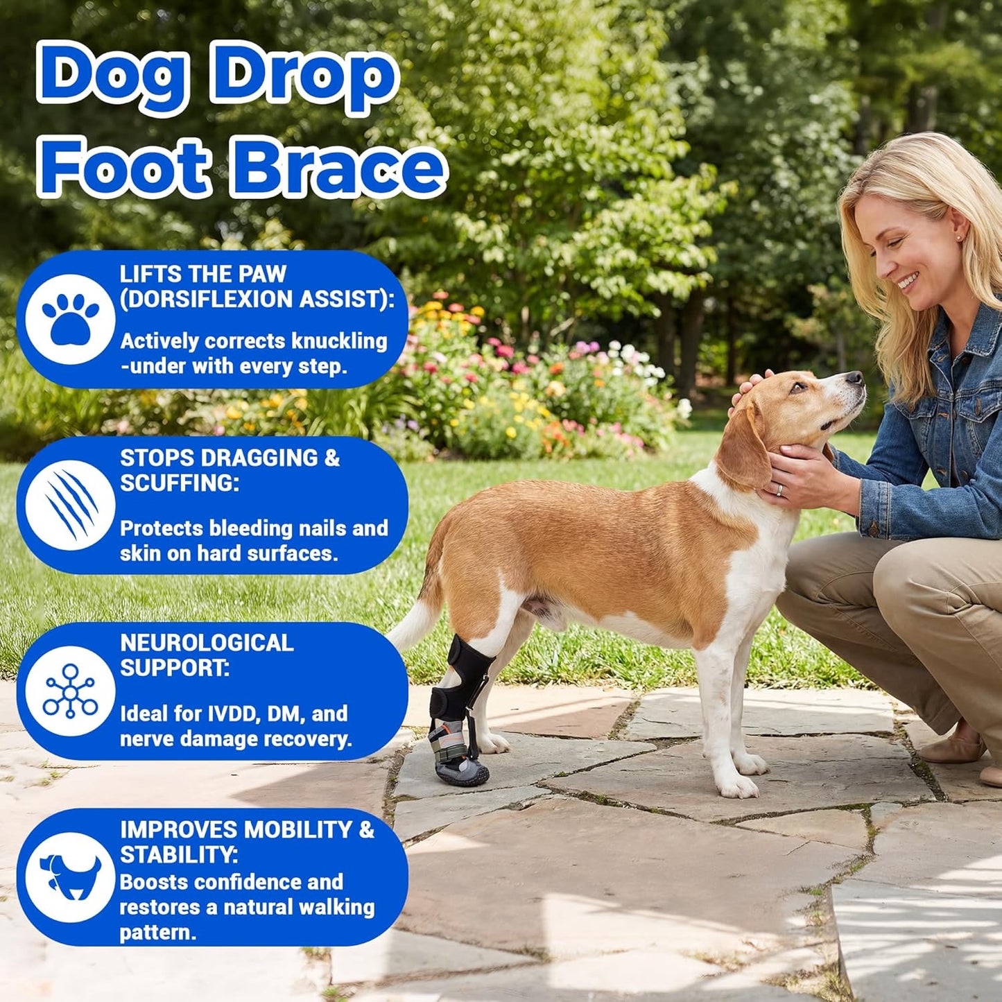 Drop Foot Brace & No Knuckling Boot Brace for Dogs, Adjustable Toe Grips for Senior Dogs Stop Dragging, Dog Recovery Boot for Injured Paw, Dog Splint for IVDD, Arthritis, Senior Mobility(M)