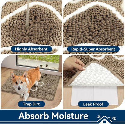 Bcoimo Super Absorbent Dog Door Mat, 30"*20" Anti Slip Mat for Muddy Paws, Pet Rugs for Dirty Paws Washable that Absorbs Moisture and Dirt, for Dog Cage and Pet Resting Carpet