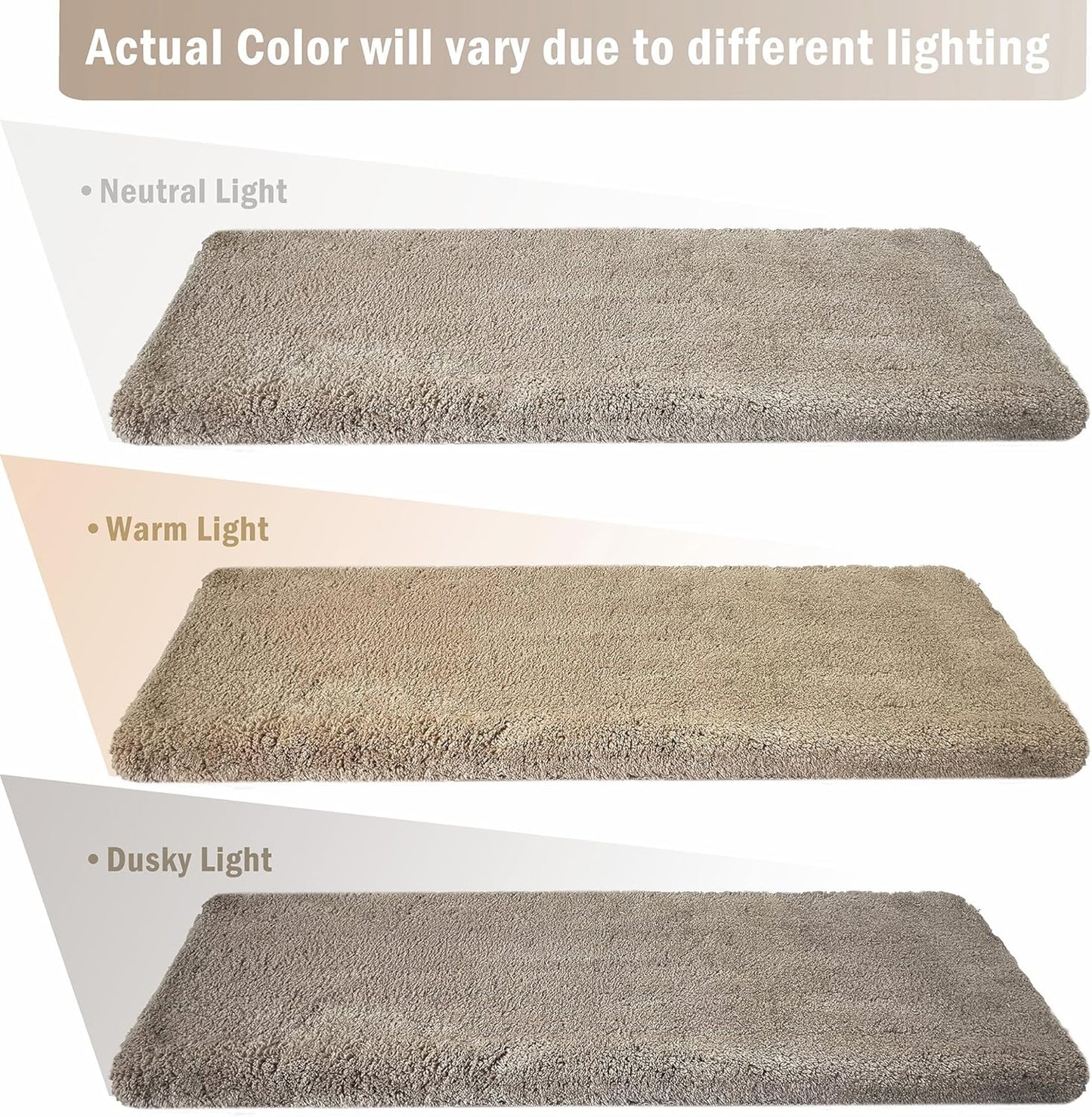 PURE ERA Carpet Stair Treads Ultra Plush 9.5" X 30"Soft Bullnose Indoor Stair Protectors Pet-Friendly Non-Slip Skid Resistant Tape Free Washable Reusable(14 Pieces, Cream Gray)