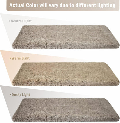 PURE ERA Carpet Stair Treads Ultra Plush 9.5" X 30"Soft Bullnose Indoor Stair Protectors Pet-Friendly Non-Slip Skid Resistant Tape Free Washable Reusable(14 Pieces, Cream Gray)
