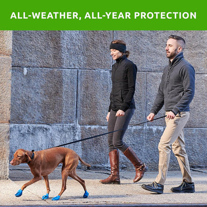 PawZ Rubber Dog Boots for Large Paws - All-Weather Waterproof Dog Shoes, Anti-Slip Traction for Rain, Snow, Mud & Hot Pavement - Pull-On Dog Booties, Purple - Large (3"- 4") - Pack of 24