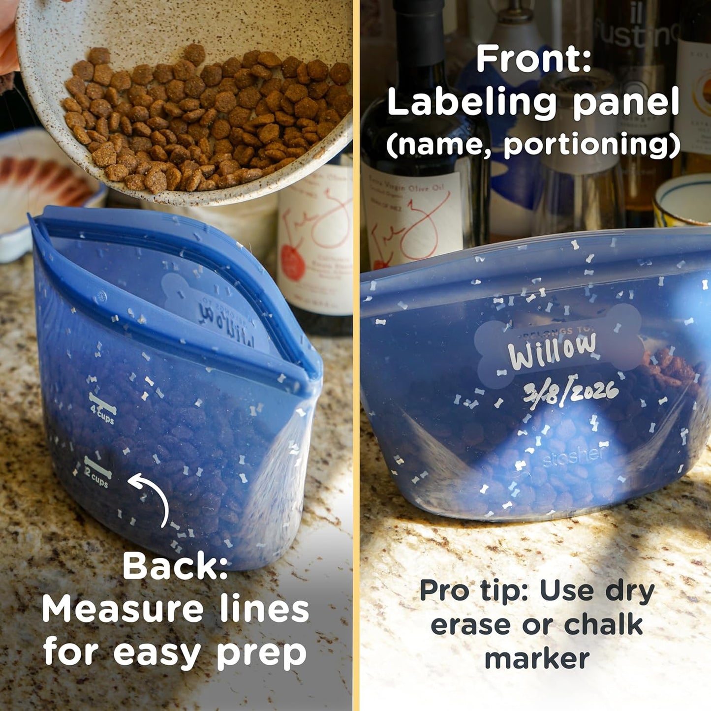 Stasher Pet Reusable Puppy Essentials Dog Food Can Lids, Cat Food Lids for Cans, Airtight Seal, Dog Travel Accessories, Food Grade Silicone Stretch Lids, Freezer & Dishwasher Safe, 3-Pack