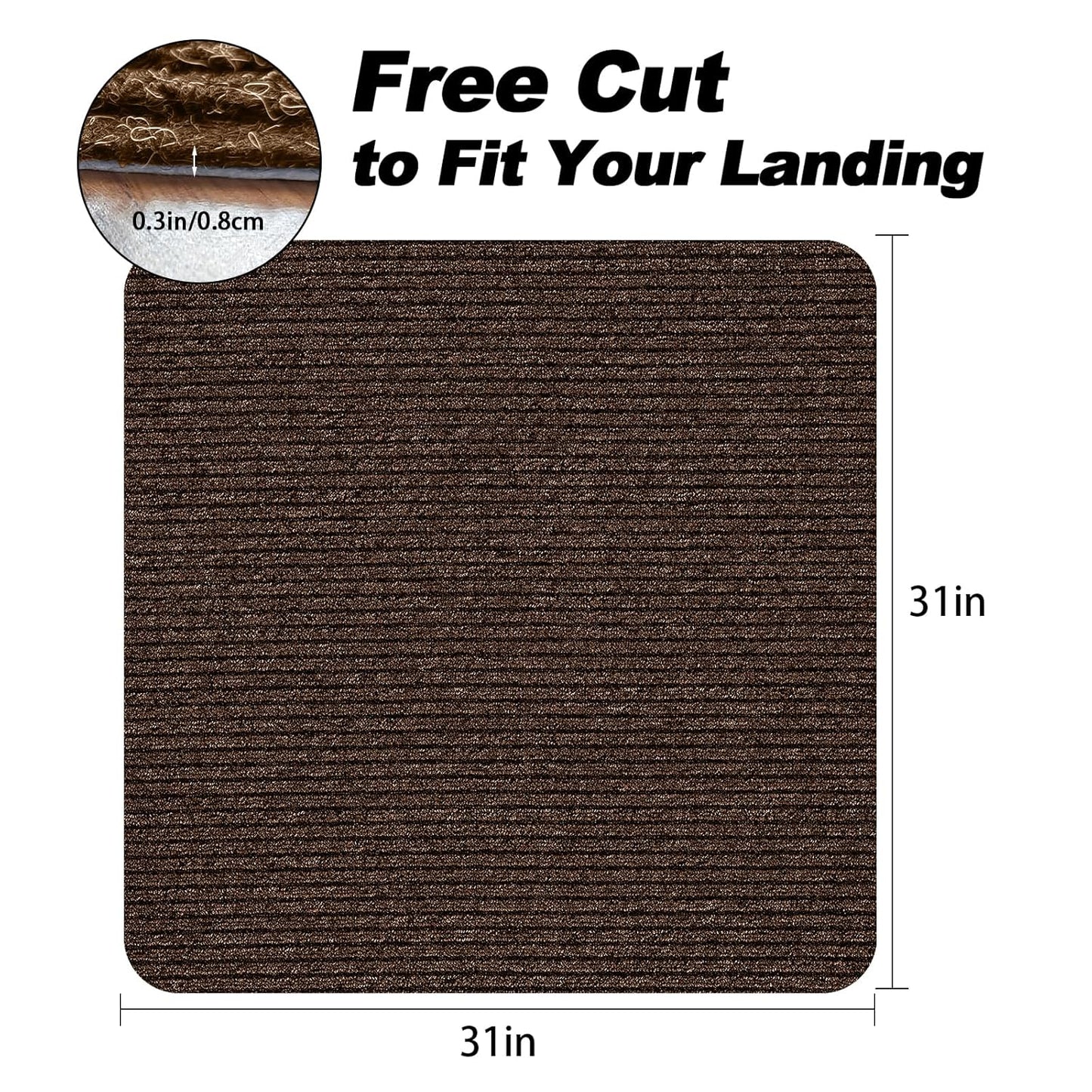 Stair Treads for Wooden Steps Carpet, Non-Slip Stair Runner Indoor Outdoor Stair Tread Mats Covers Pads, 19" x 31"Matching Landing Step Runner for Elders, Kids and Dogs (19" x 31", Black)